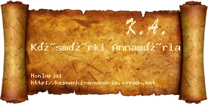 Késmárki Annamária névjegykártya