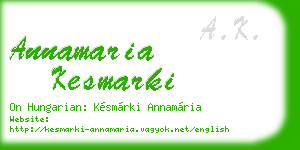annamaria kesmarki business card
