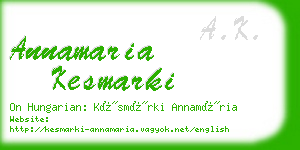 annamaria kesmarki business card